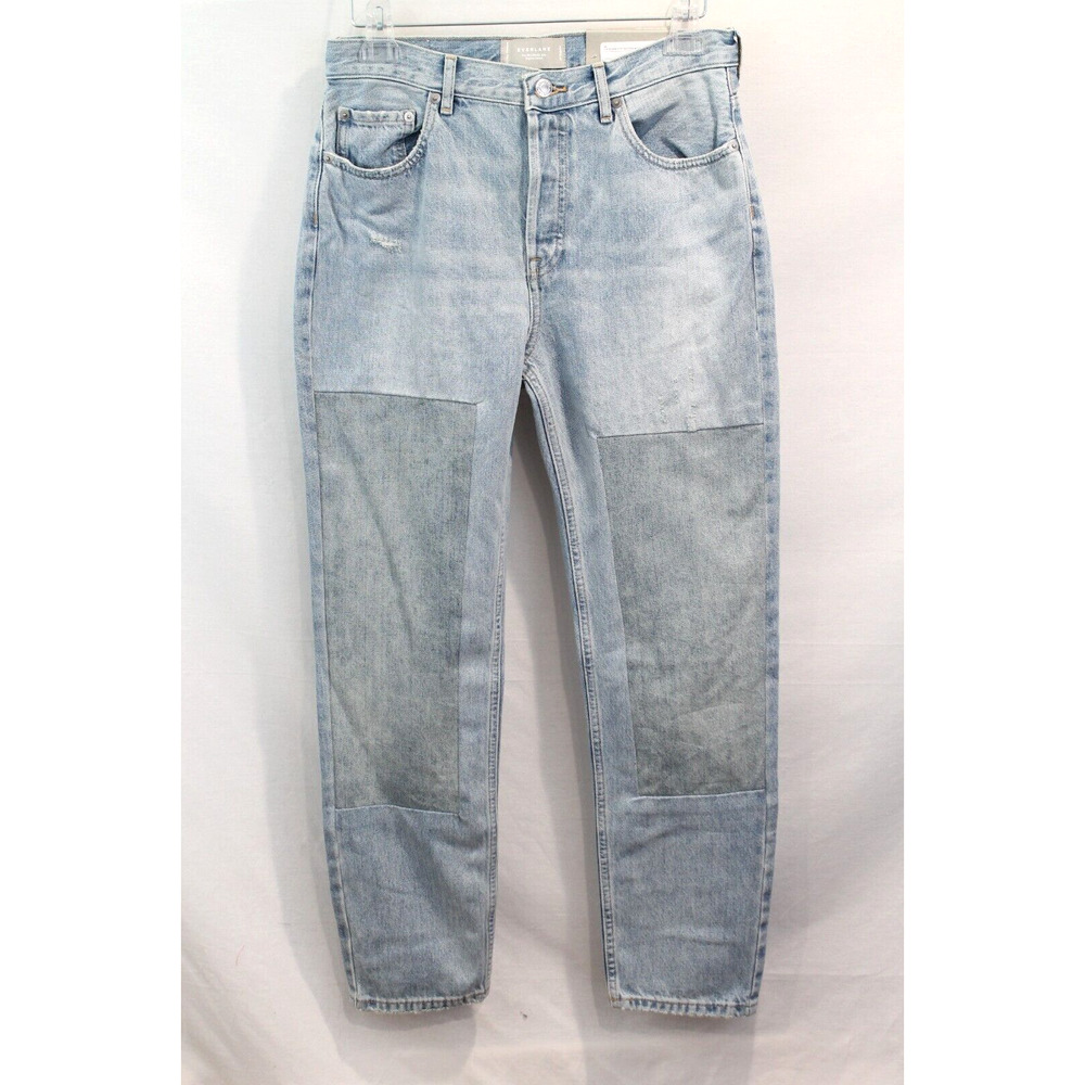 Everlane Womens Jeans The 90s Cheeky size 28 Blue Distress High Rise Button Fly
